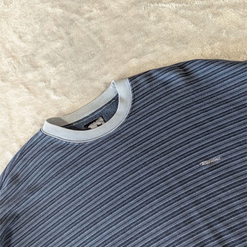 Vintage 90s Redsand Sweatshirt Mens Large Blue Striped Fleece USA Surf Skate